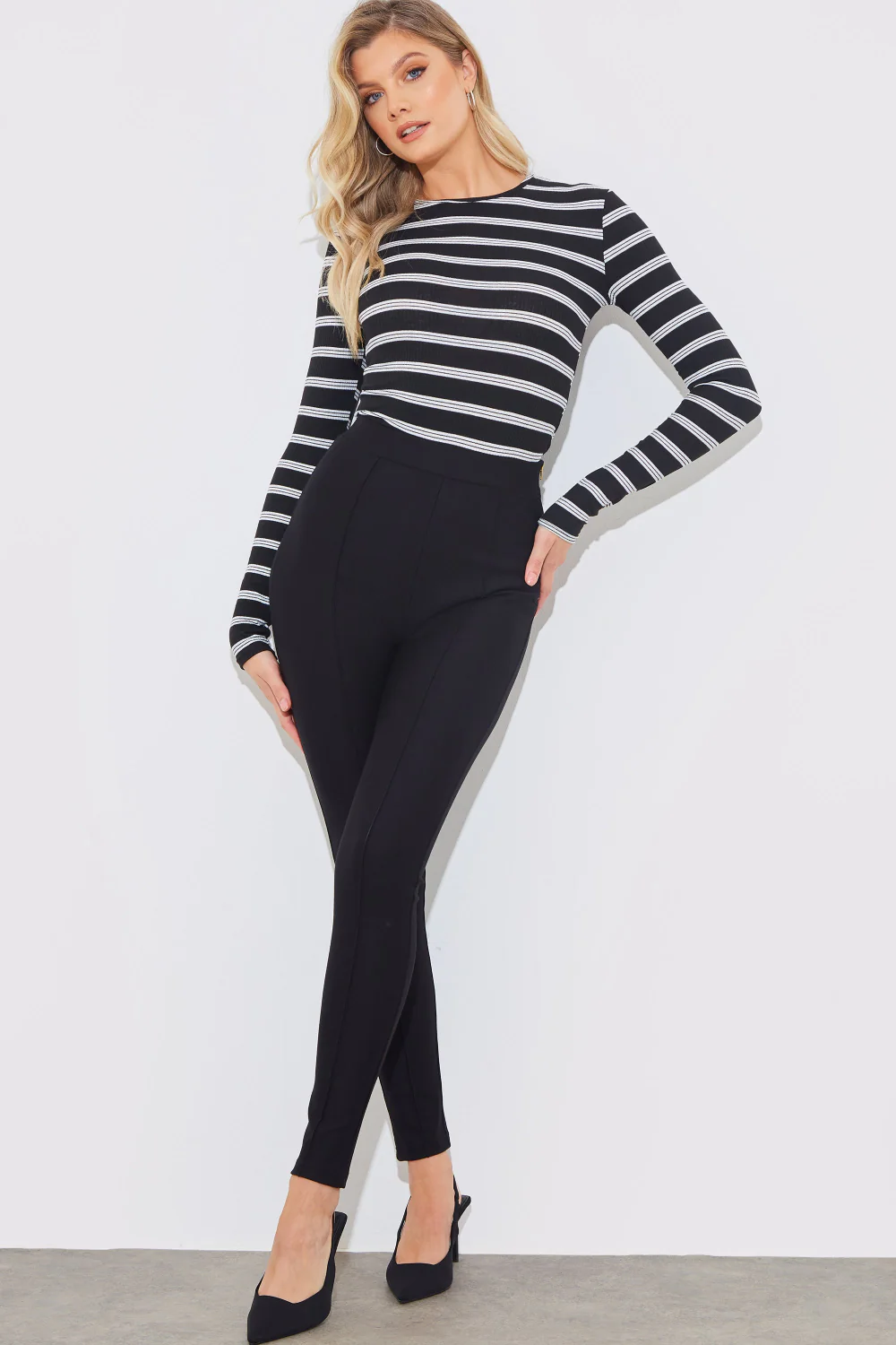 Striped Ribbed Long Sleeve Top - Image 15