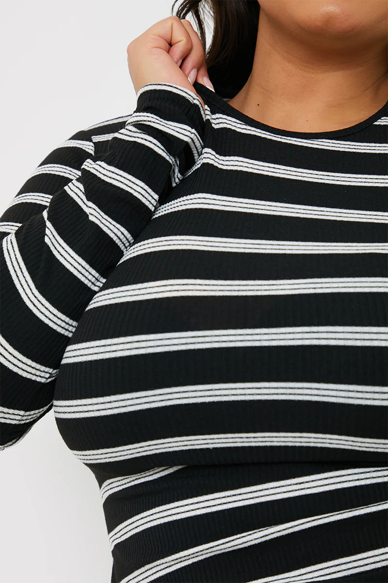 Striped Ribbed Long Sleeve Top - Image 7