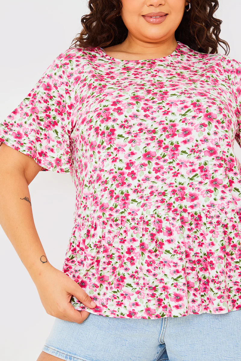 Sustainable Floral Peplum Top - Image 10