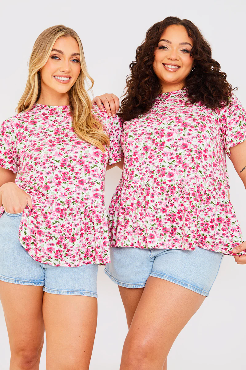 Sustainable Floral Peplum Top - Image 12