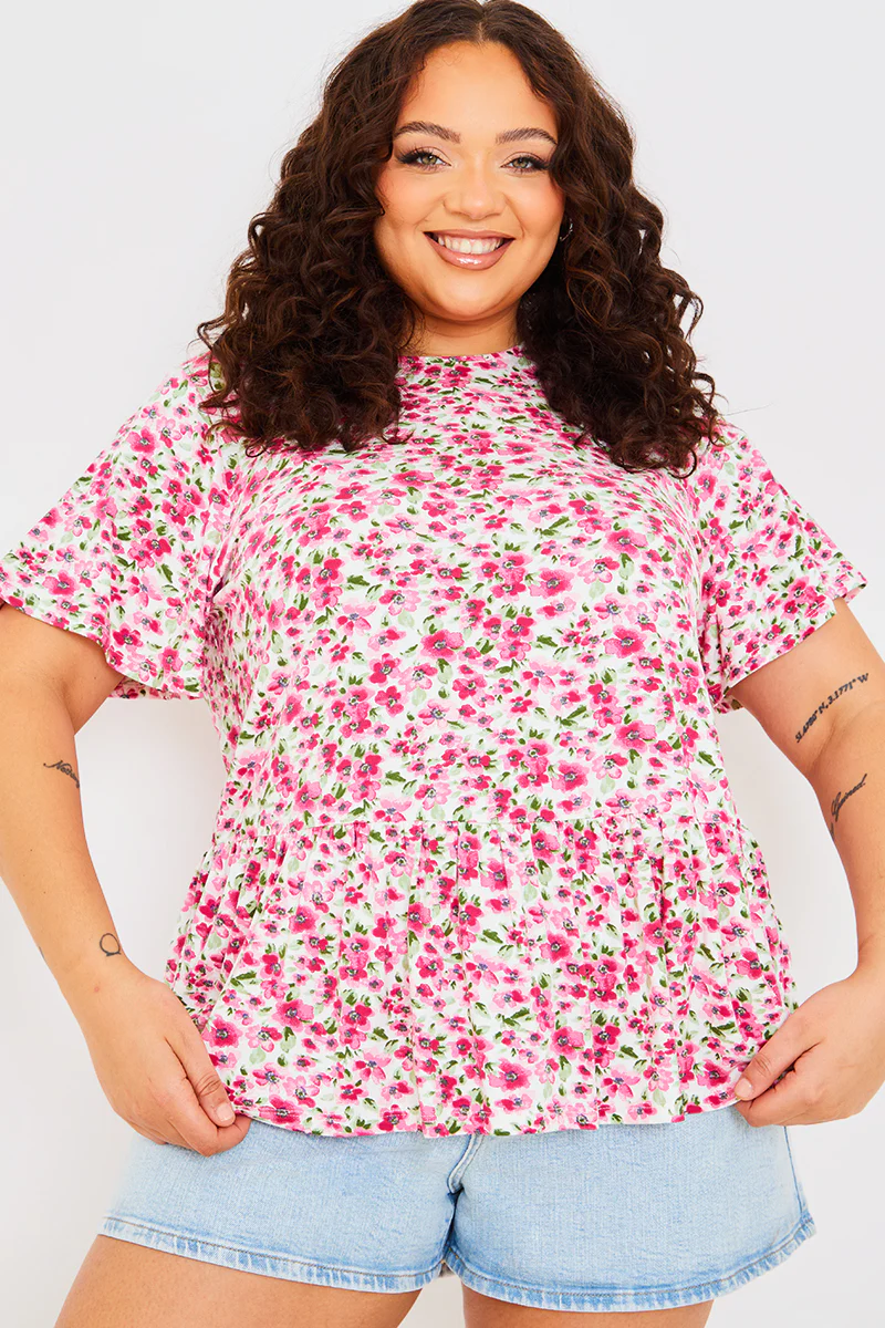 Sustainable Floral Peplum Top - Image 13