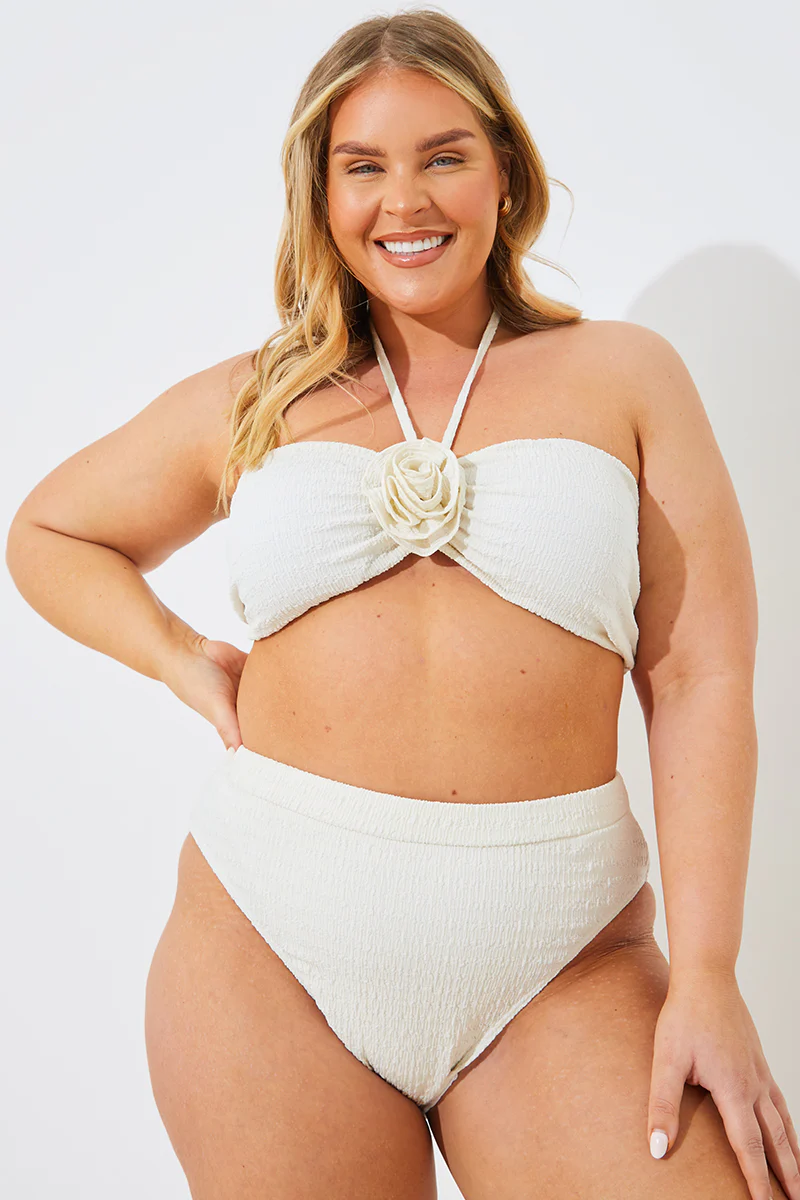 Textured Corsage Halterneck Bikini Top - Image 5