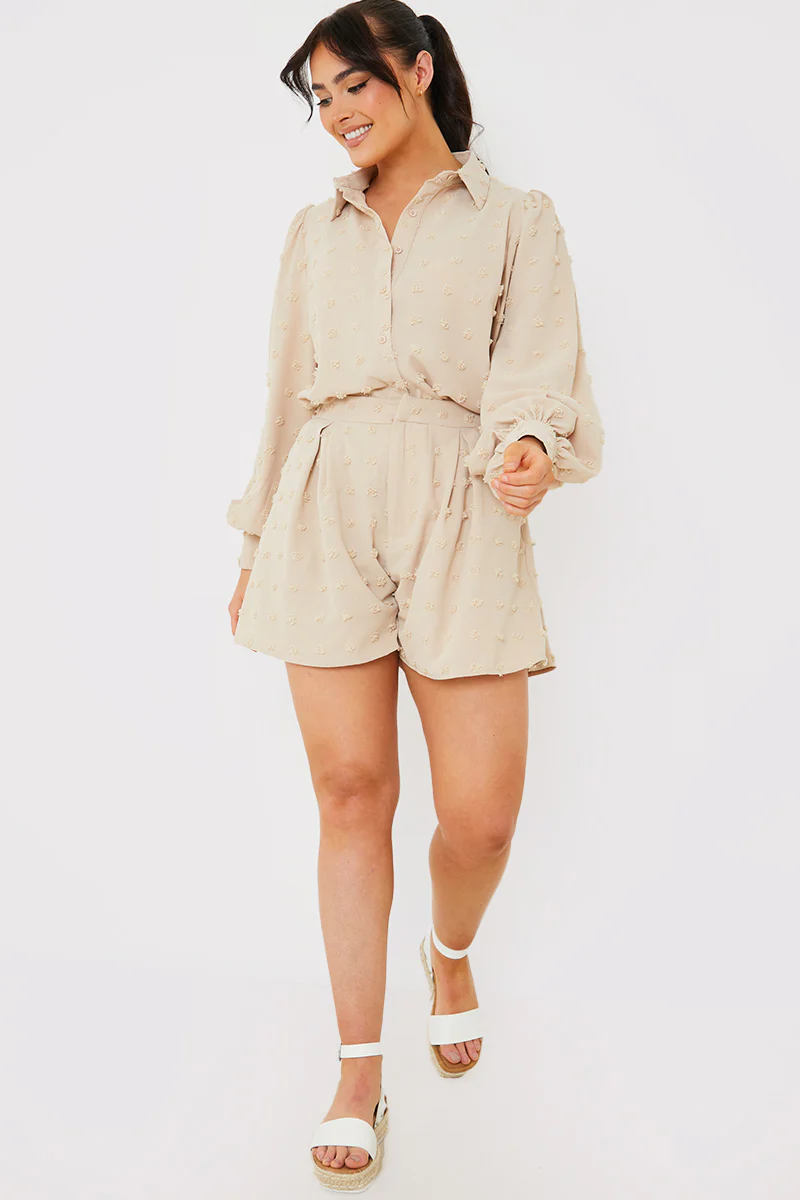Textured Dobby Detail Co-Ord Shorts - Image 2