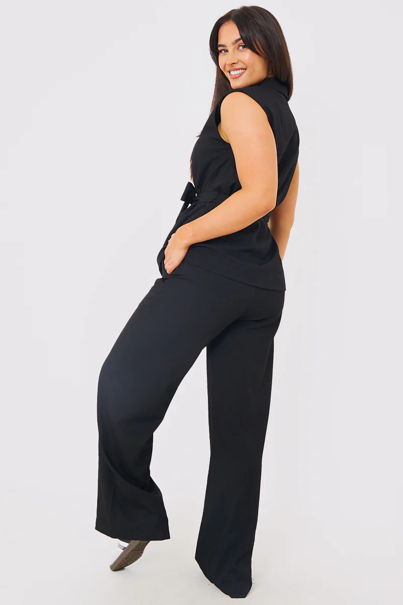 Textured Wide Leg Co-Ord Trousers - Image 3