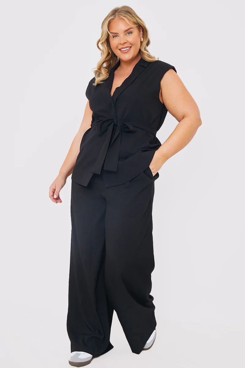 Textured Wide Leg Co-Ord Trousers - Image 4