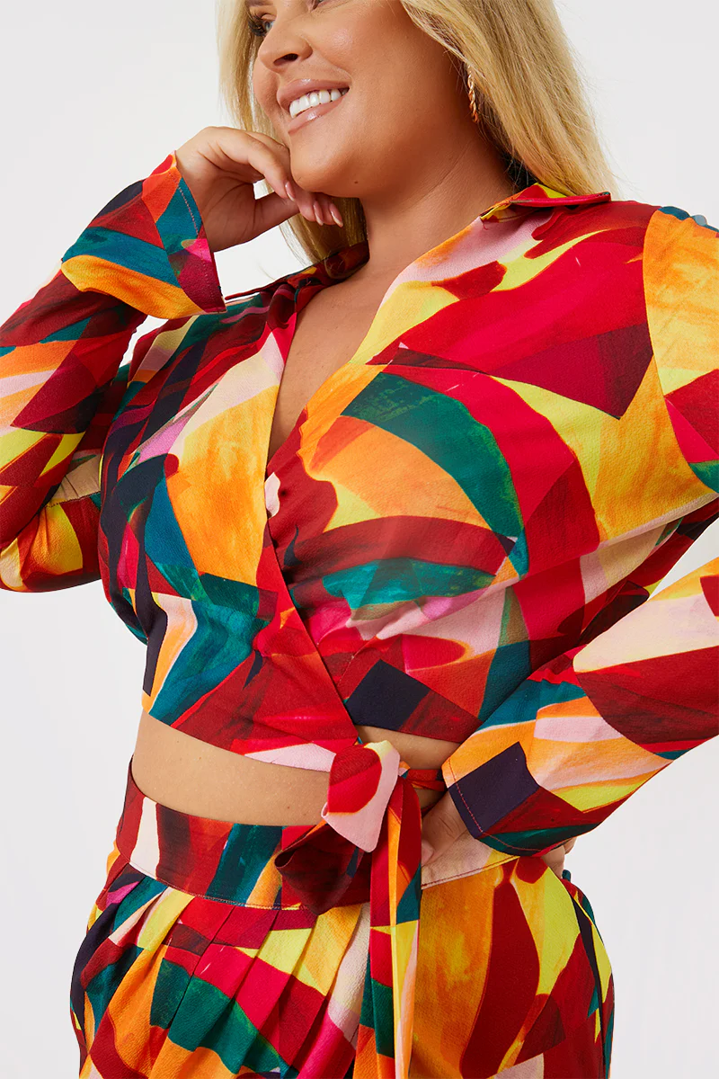 Tie Front Cropped Shirt - Image 7