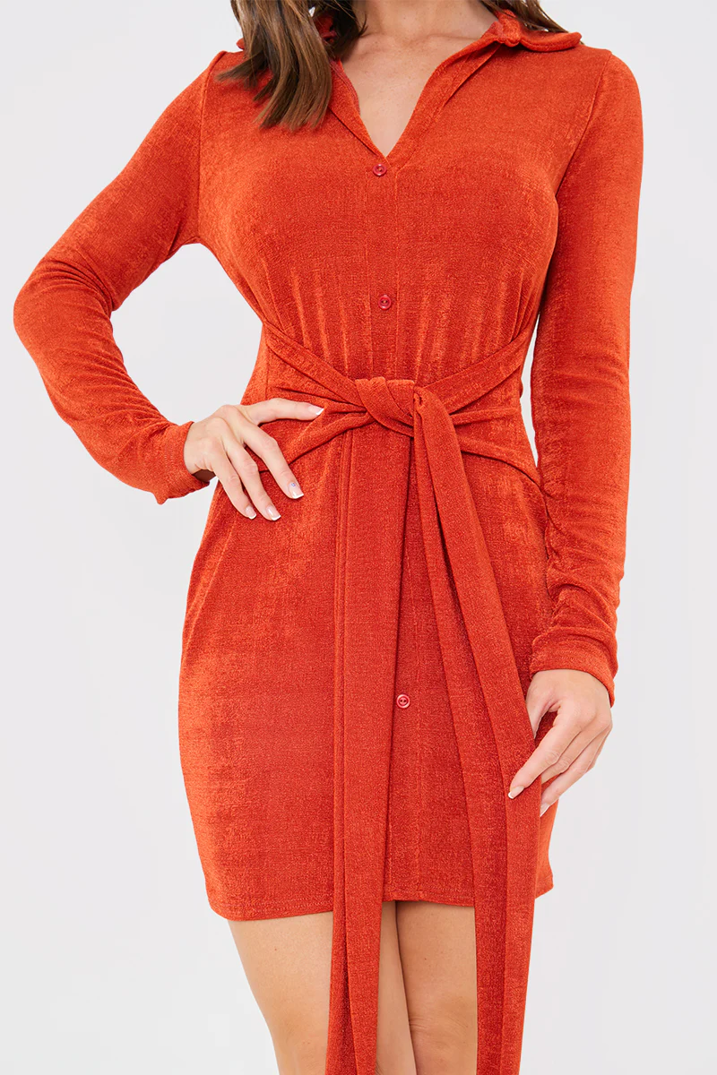 Tie Front Mini Dress - Image 4