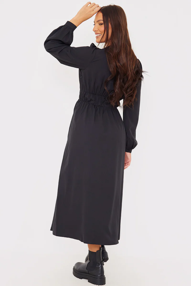Tie Front Waist Detail Midi Dress - Image 10