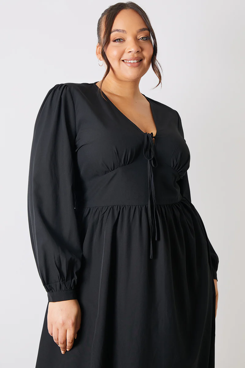 Tie Front Waist Detail Midi Dress - Image 7