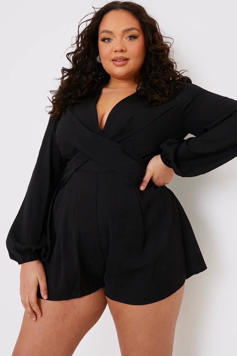 Twist Front Balloon Sleeve Playsuit - Image 14