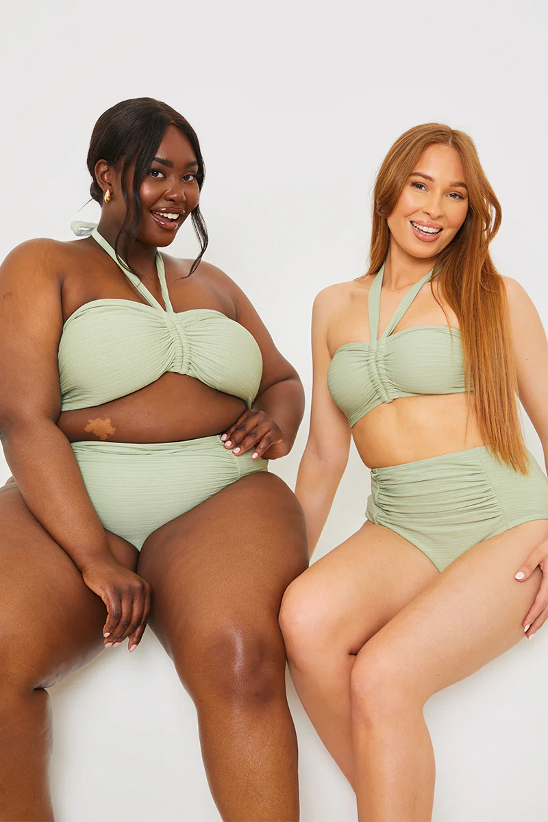 Ruched Front Detail Halter Neck Bikini Top - Image 2