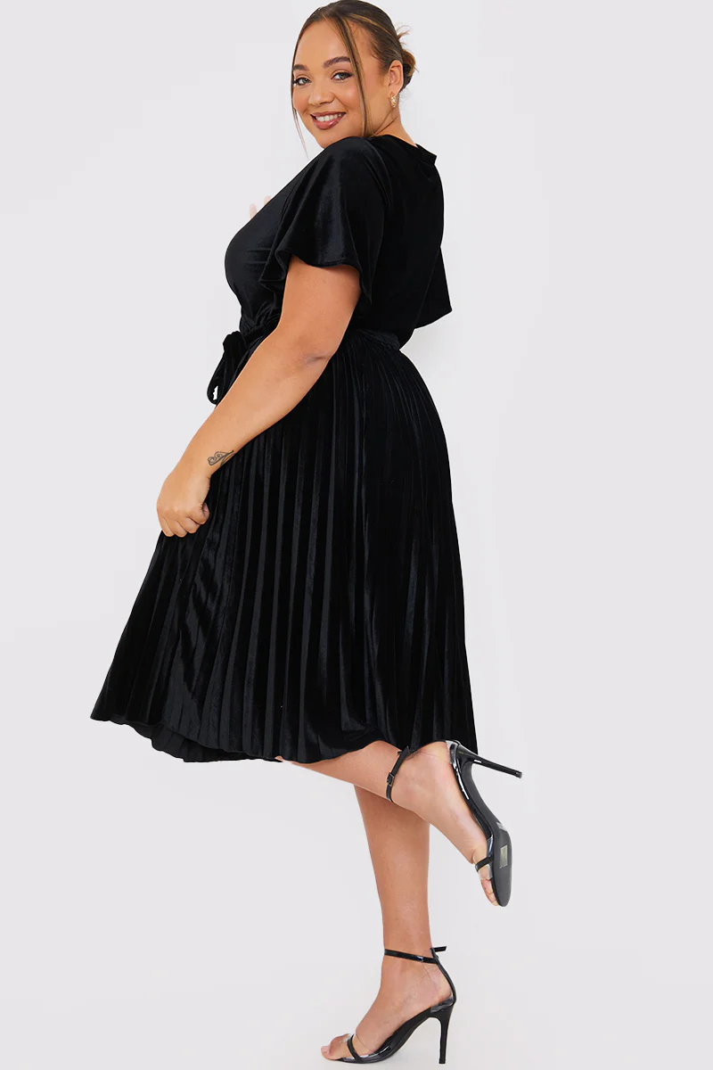 Velour Pleated Midi Dress - Image 6