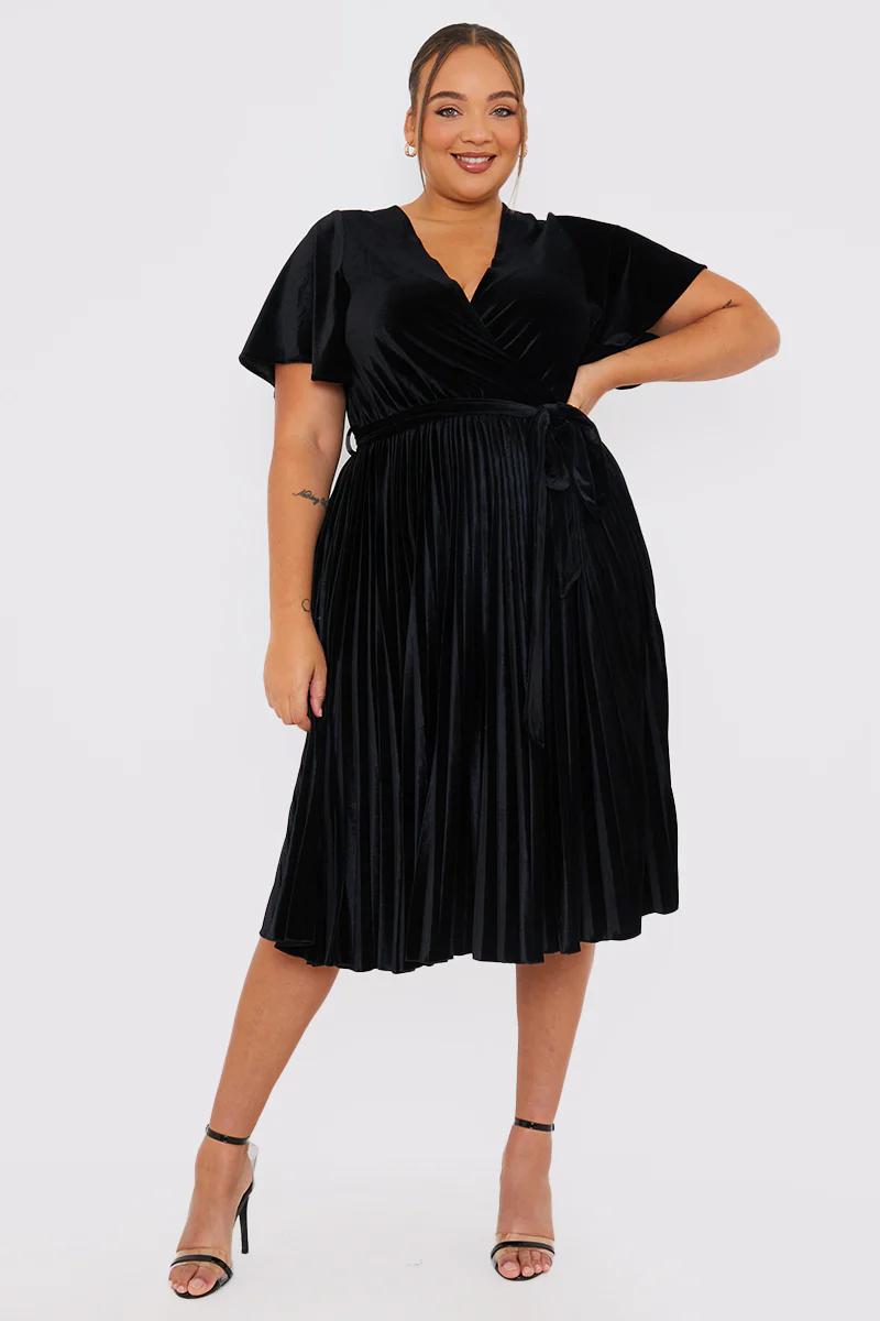 Velour Pleated Midi Dress - Image 8