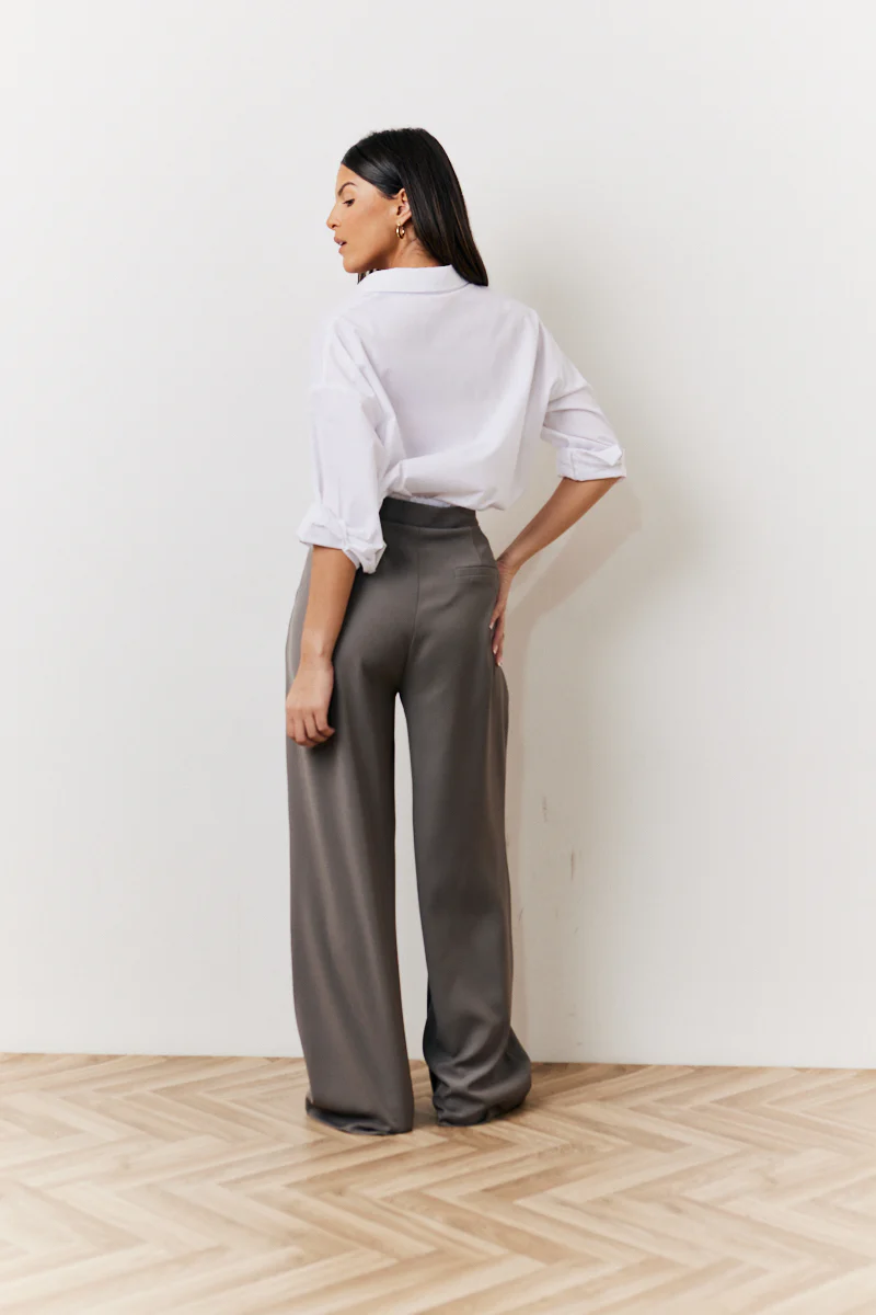 Grey Waistband Detail Tailored Trouser - Image 3