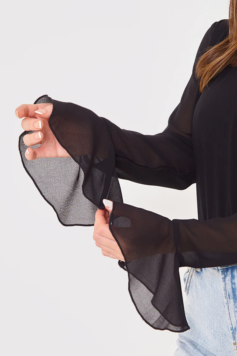 Wrap Front Flared Cuff Bodysuit - Image 11