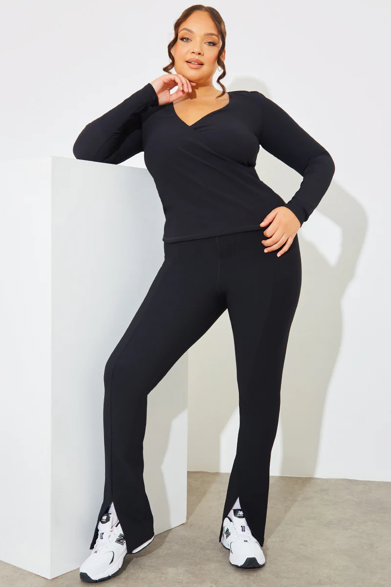 Wrap Front Rib Long Sleeve Top - Image 12
