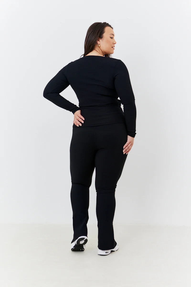 Wrap Front Rib Long Sleeve Top - Image 5