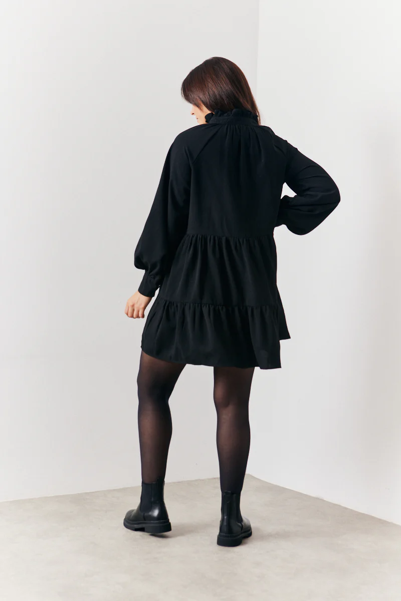 Wrap Front V-Neck Smock Dress - Image 4