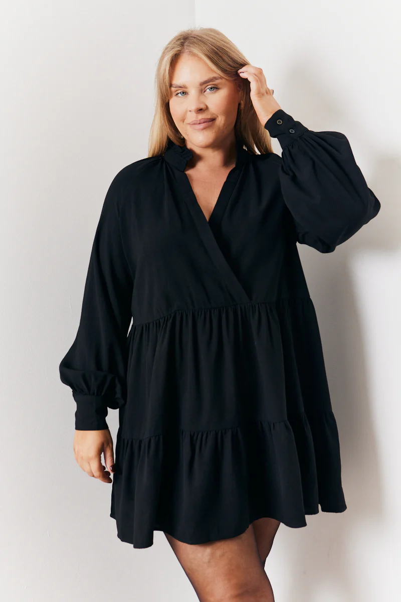 Wrap Front V-Neck Smock Dress - Image 5