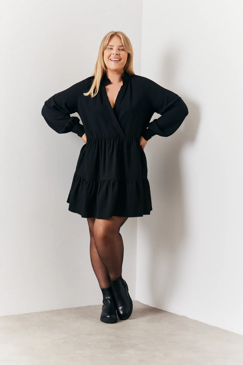 Wrap Front V-Neck Smock Dress - Image 6