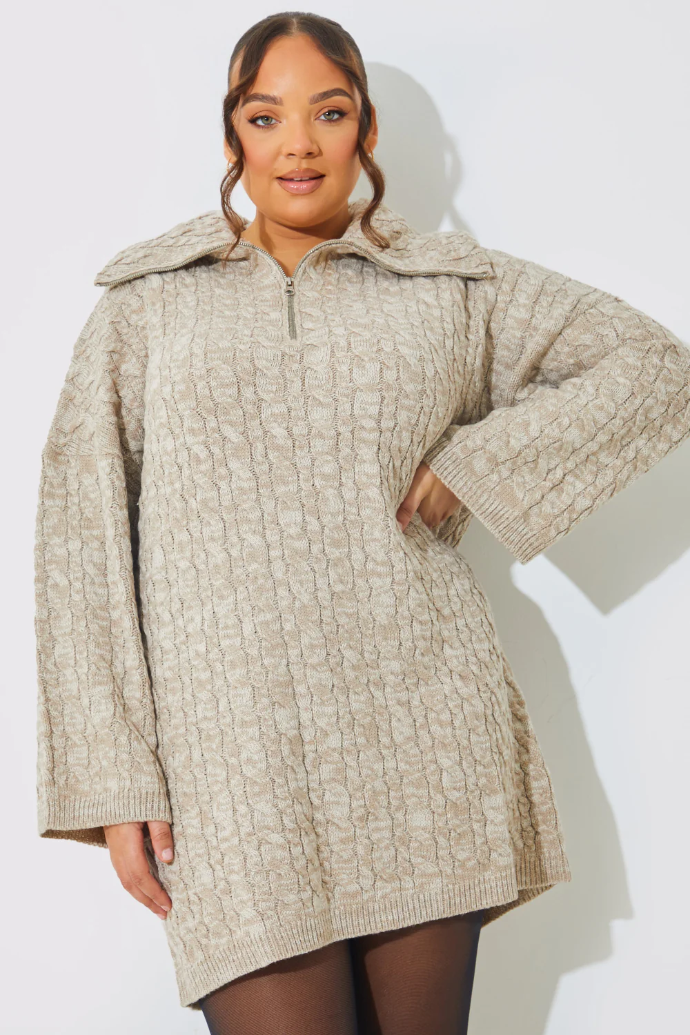 Zip Up Cable Knit Mini Dress - Image 6